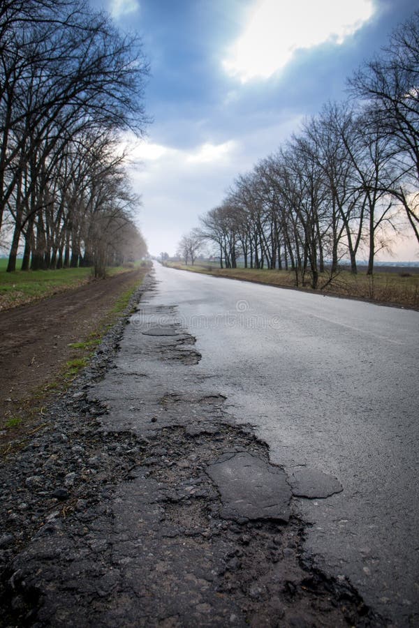 Old creepy asphalt road royalty free stock photography Old creepy asphalt road royalty free stock photography