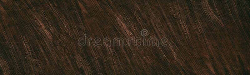 Old dark bronze colored metal wide texture. Shabby scratched brown metallic surface panorama. Retro grunge panoramic background