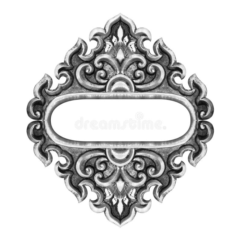 Old decorative frame antique engraved silver stock photos
