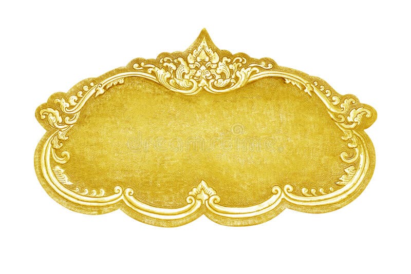 Old Decorative Gold Frame Handmade, Engraved Isolated On White