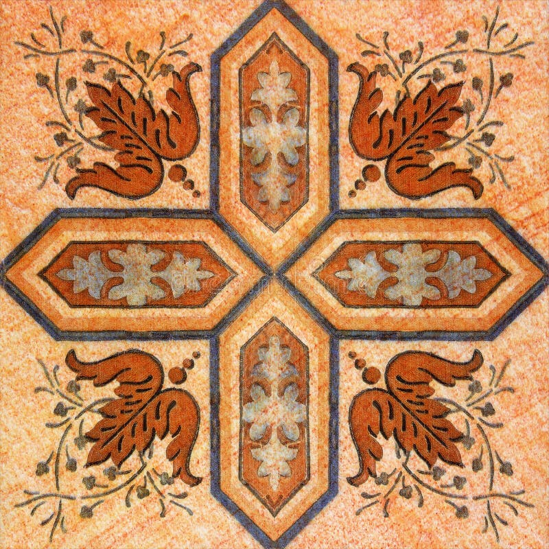 Old decorative sandstone tile background patterns handicraft fro royalty free stock photography