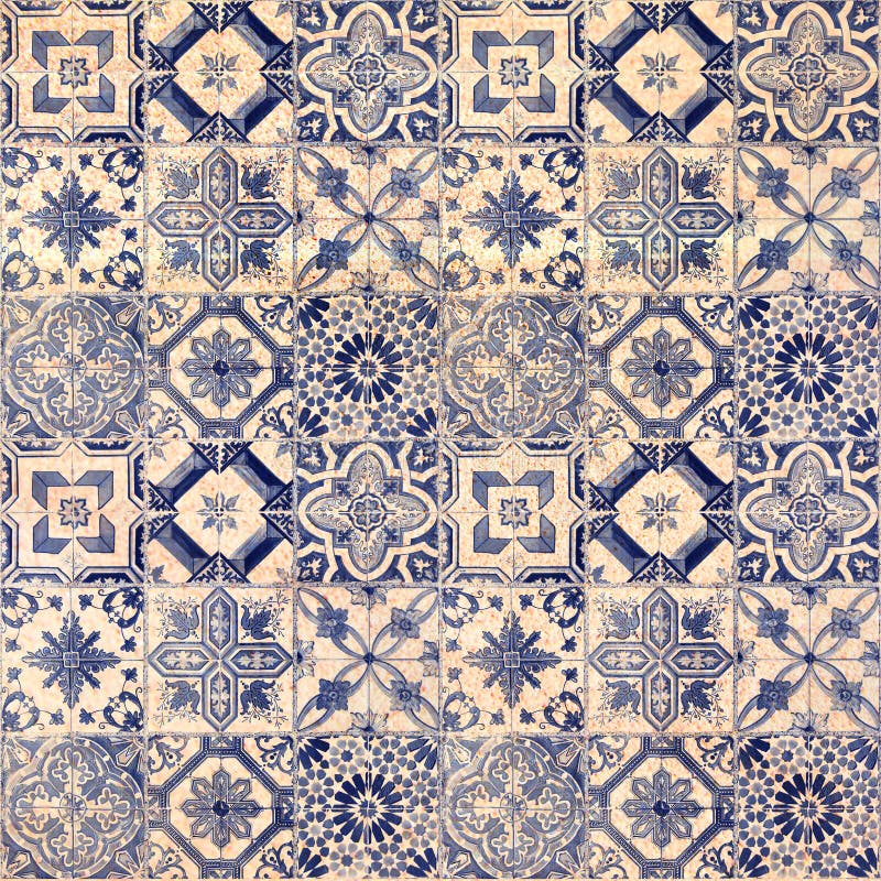 Old decorative sandstone tile background patterns in the park stock images