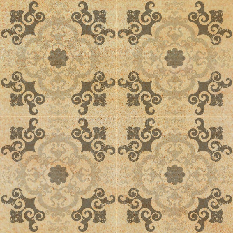 Old decorative sandstone tile background patterns in the park stock photography