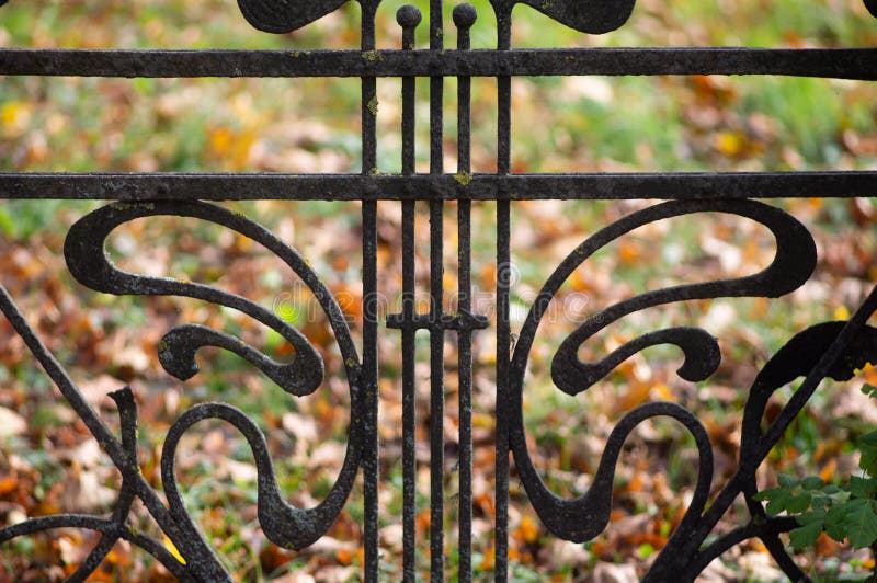 Old Decorative Wrought Iron Fence Stock Image - Image of architecture ...