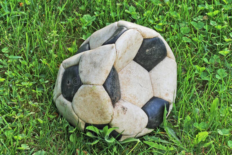 Old deflated soccer ball stock photo. Image of round 14640184