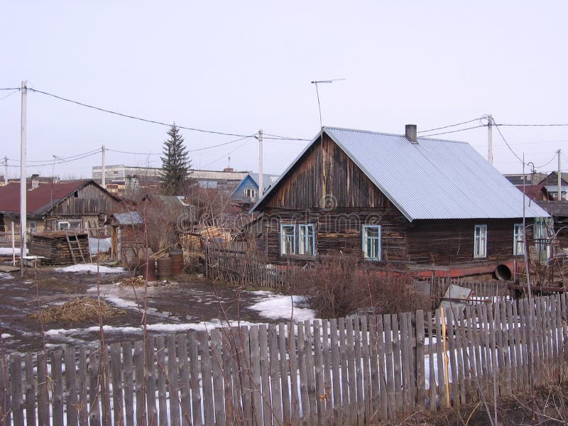 Old Wooden Dirty House in the Siberian Untidy Village with Garbage and ...