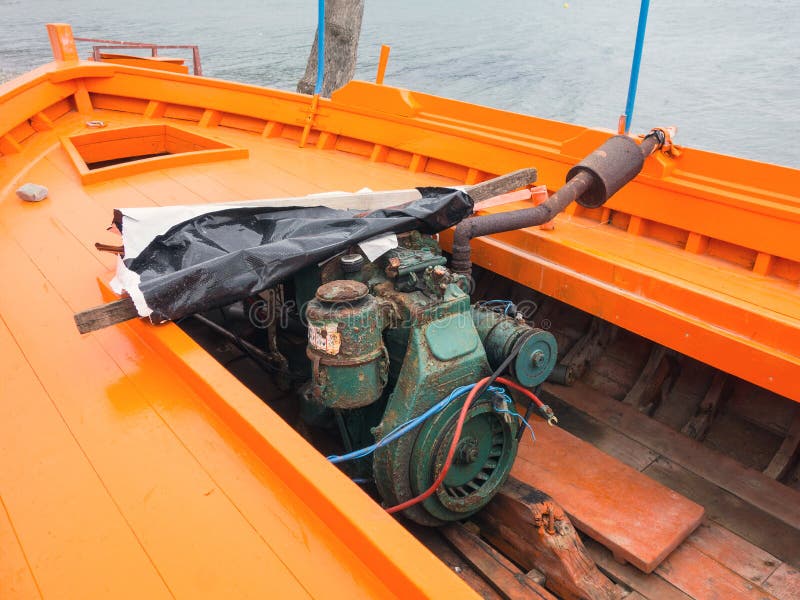 Old Diesel Engine in Wooden Boat Stock Photo - Image of clinker, deck