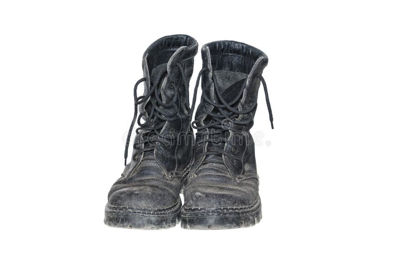 Old dirty black boots stock image. Image of soldier, military - 28470369