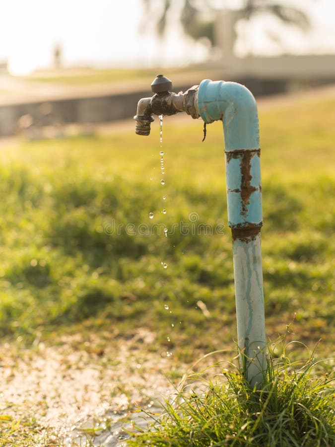 Old and Dirty Brass Water Tap in Nature Stock Image Image of flowing
