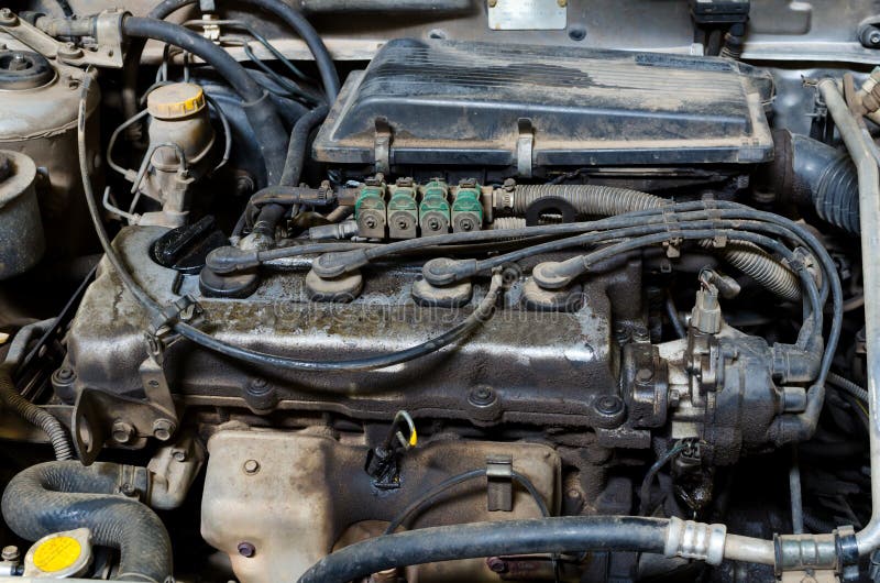 Old Dirty Car Engine stock image. Image of grunge, engine 98625289