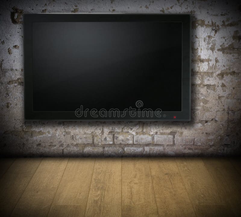 Old room with TV set stock photos Old room with TV set stock photos
