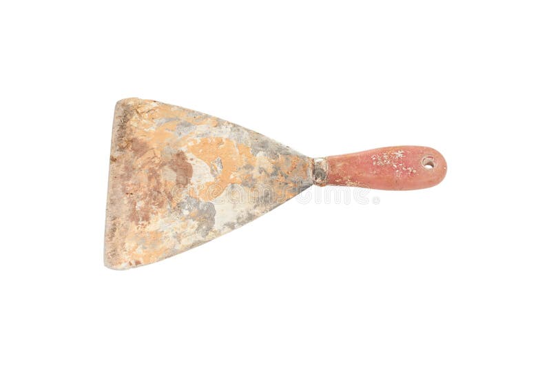 Old dirty and rusty scraper isolated on white background , with stock photo
