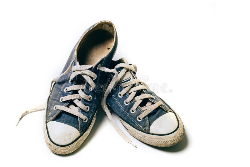Old & Dirty Shoes Isolated on White Background Stock Photo - Image of ...