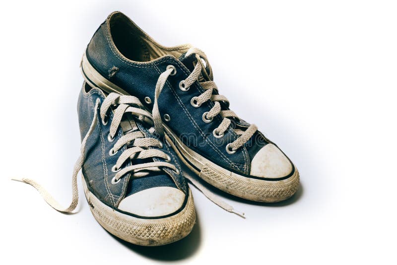 Old & Dirty Shoes Isolated on White Background Stock Photo - Image of ...