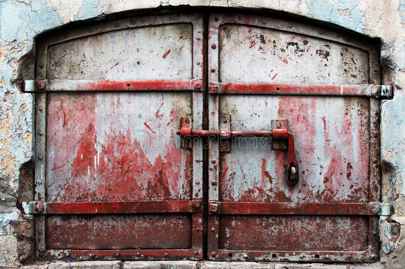 Vintage Garage Door with Peeling Red Paint Stock Image Image of crack