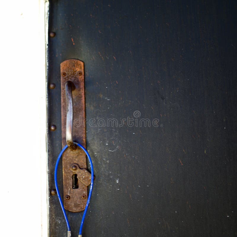 Cable lock on a door stock photo. Image of closeup, safety 142924702