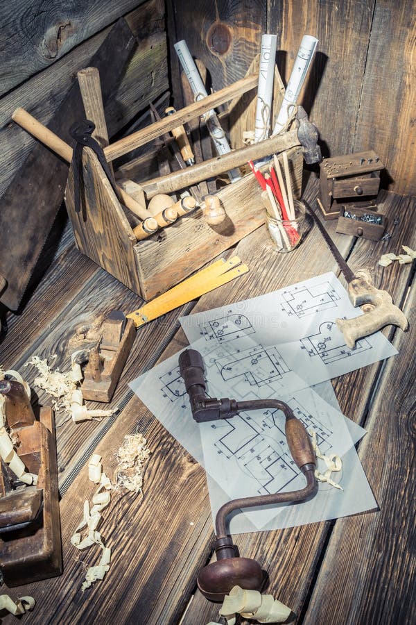 Old Drawing Desk in Carpenter Stock Photo Image of furniture