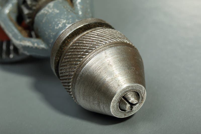 Old Drill Chuck of an Old Hand Drill on a Gray Stock Image Image of