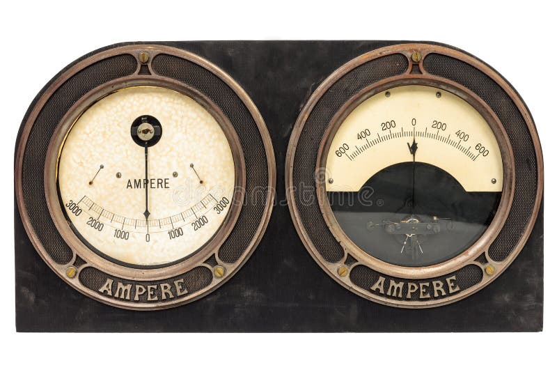 Old early twentieth century double ampere meter royalty free stock photography Old early twentieth century double ampere meter royalty free stock photography