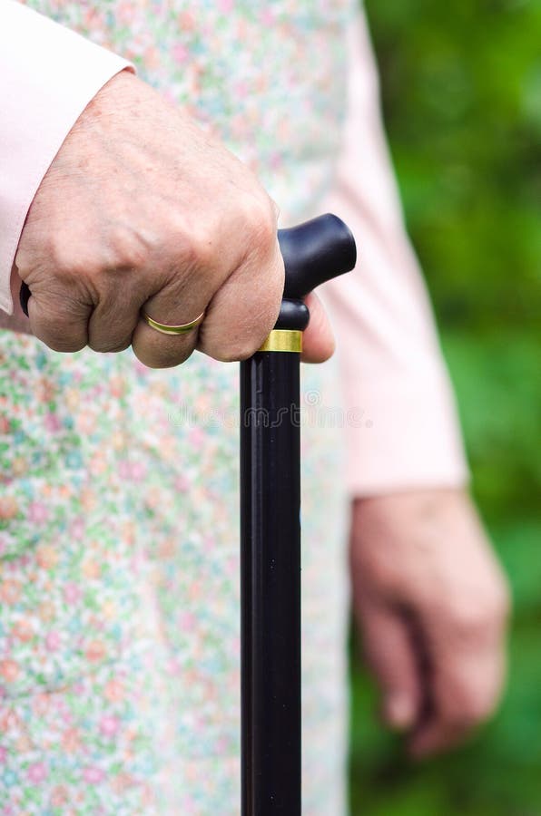 Old Elderly Woman Walking with Stick Stock Photo Image of elderly
