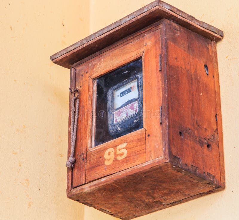 Old electric meter stock image. Image of high, cables 46836787