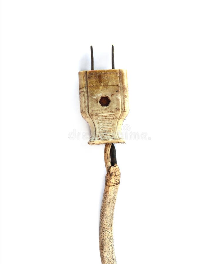 Old electric plug on white background stock photo Old electric plug on white background stock photo