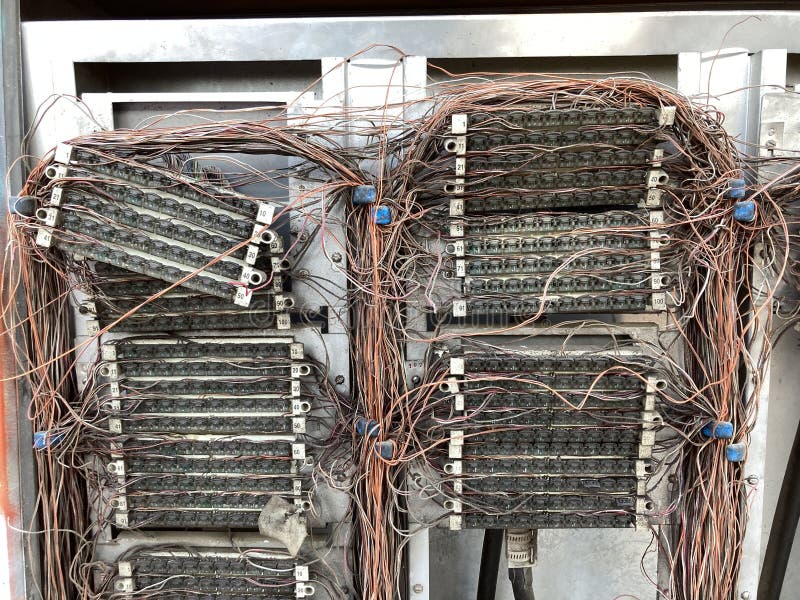 Old Electrical Cables in Electrical Installation, Cable Concept Stock