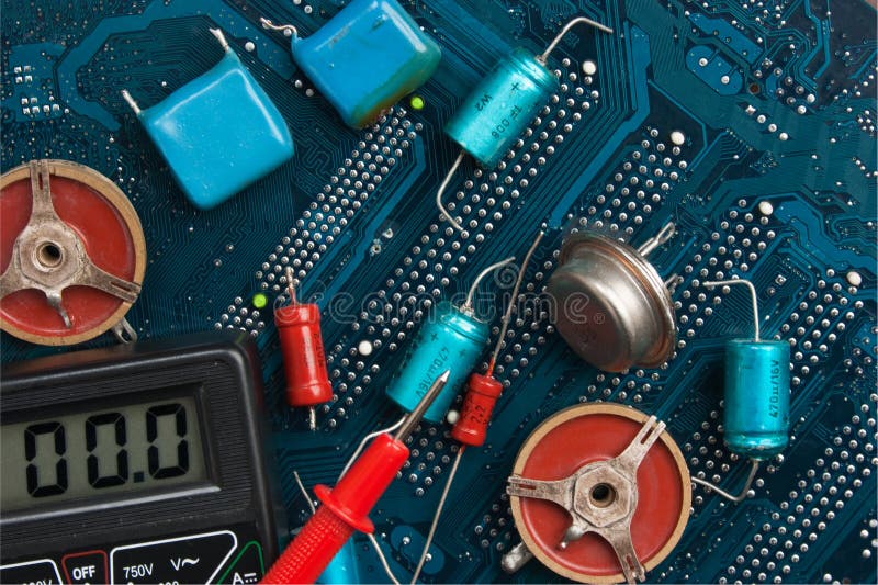Old electronic components stock photo. Image of industry 62146140