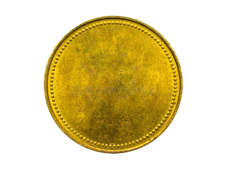 Old Empty Gold Coin on White Isolated Background Stock Image Image of