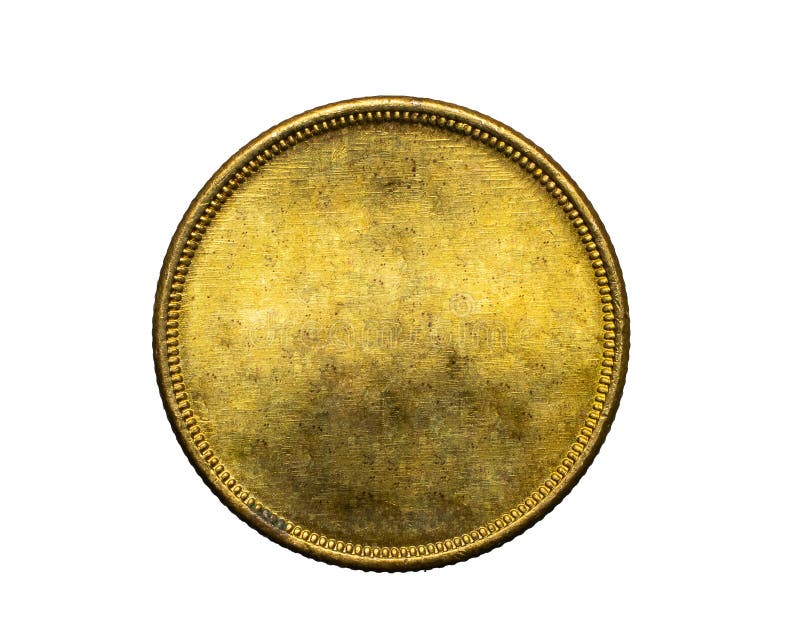 Old Empty Gold Coin on White Isolated Background Stock Photo Image of
