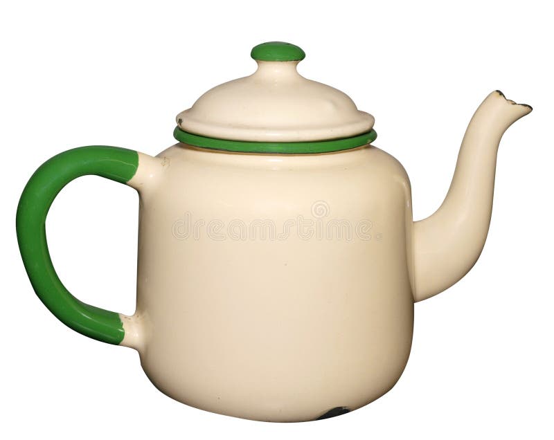 Old Enamel Teapot stock image. Image of kettle, isolated 9650403