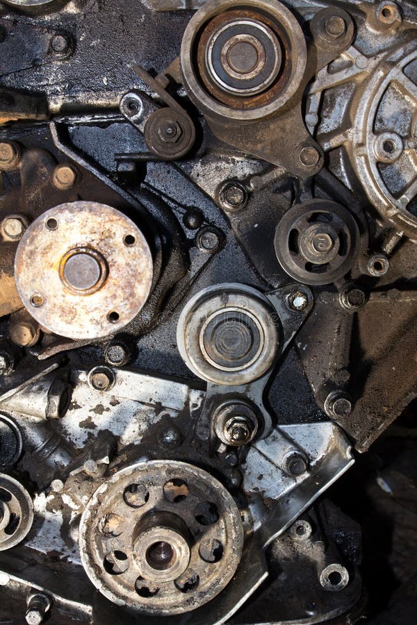 Rusty and stain of old engine part