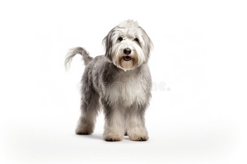 Old English Sheepdog, 1 Year old, sitting in front of white background  Stock Photo by ©lifeonwhite 10886126