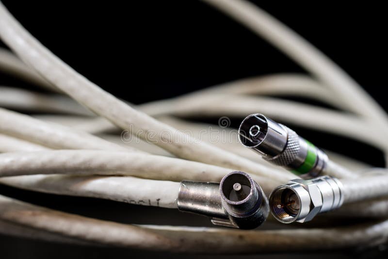 Old Entangled Cables, Electronics and Old Cable Connectors on a Stock Photo Image of