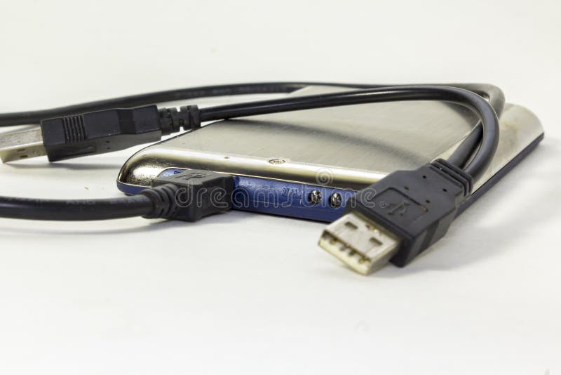 The Old External Drive and Connection Cable Stock Image Image of