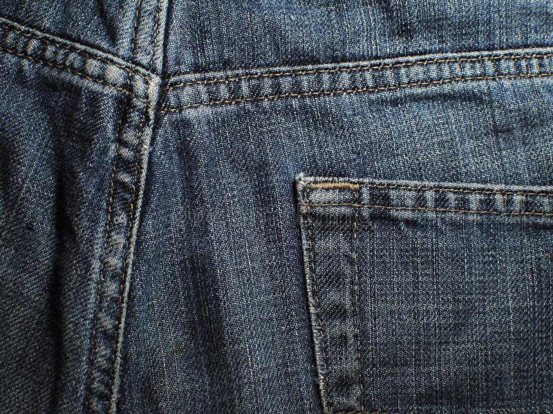 Old Faded Blue Jeans. Macro. Pocket on Old Blue Jeans Stock Image ...