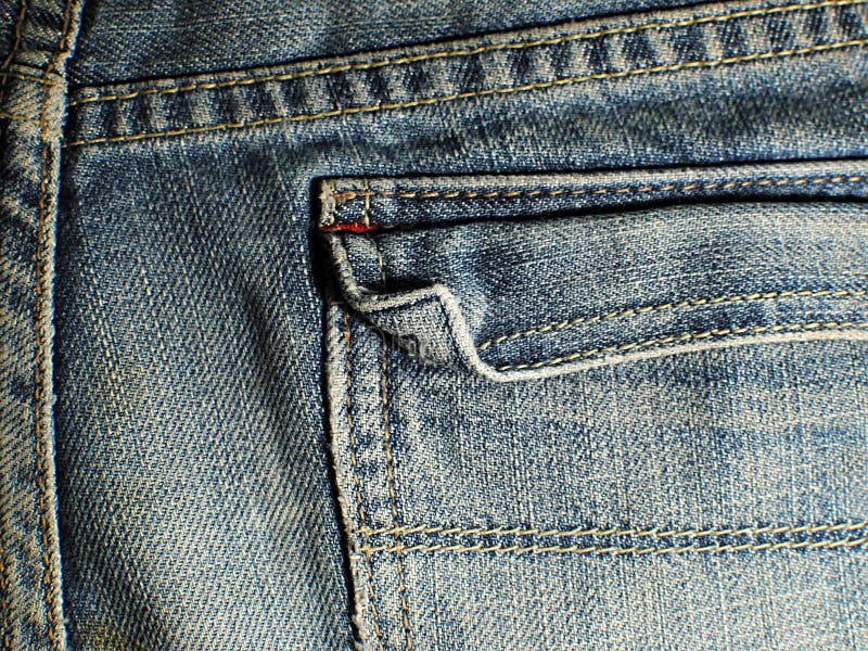 Old Faded Blue Jeans. Macro. Pocket on Old Blue Jeans Stock Image ...