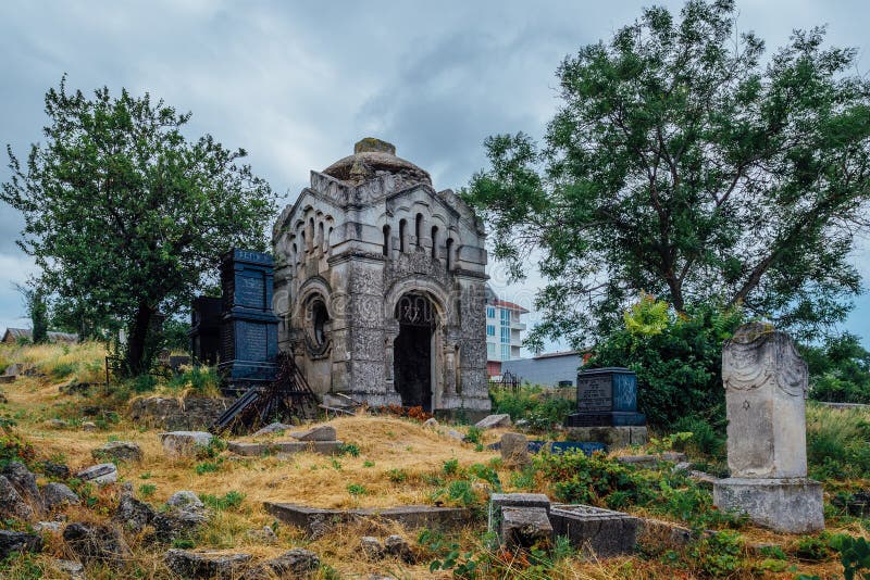 An old family-owned mausoleum, a crypt on an abandoned Jewish cemetery in Sevastopol