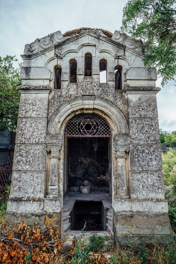 An old family-owned mausoleum, a crypt on an abandoned Jewish cemetery in Sevastopol