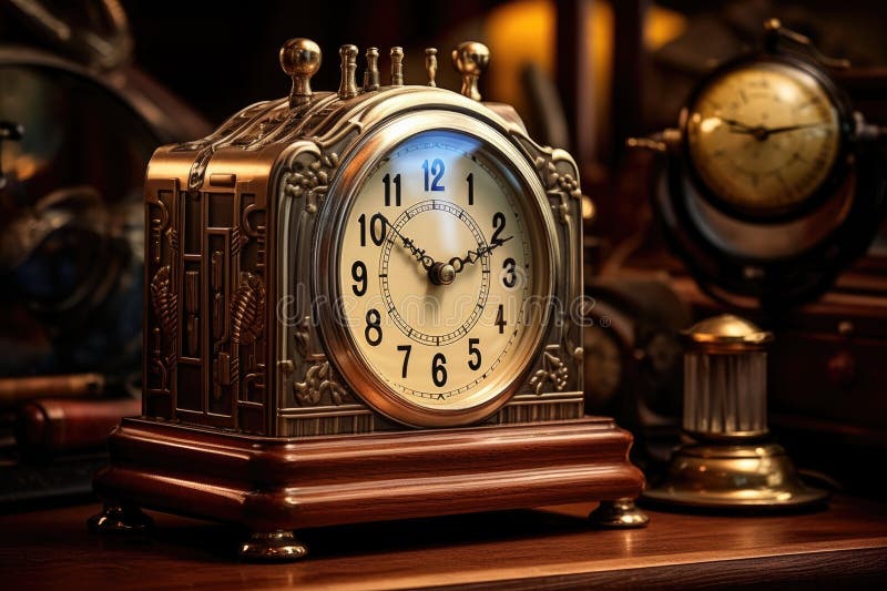 An old-fashioned alarm clock by a digital clock, created with generative ai AI generated