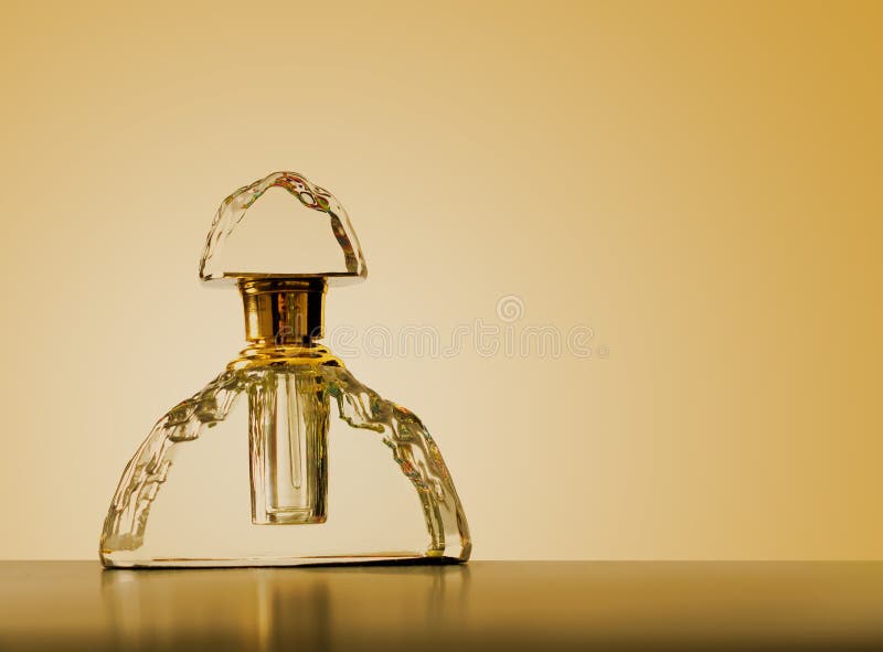 Old Fashioned, Antique Perfume Bottle, with Gold Top and Background