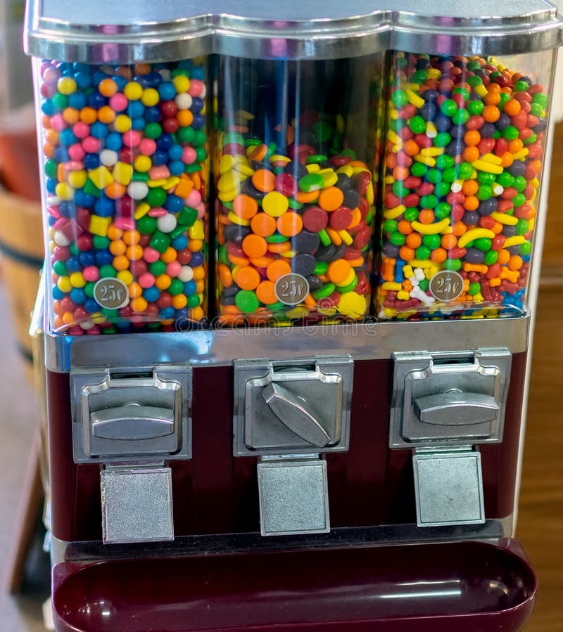 Old fashioned candy and gum vending machines