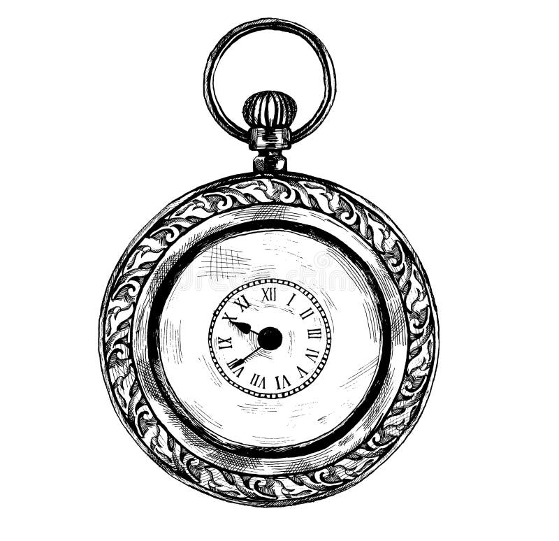 Old-fashioned Pocket Watch, Graphic Illustration. Simple Timer, Stock ...