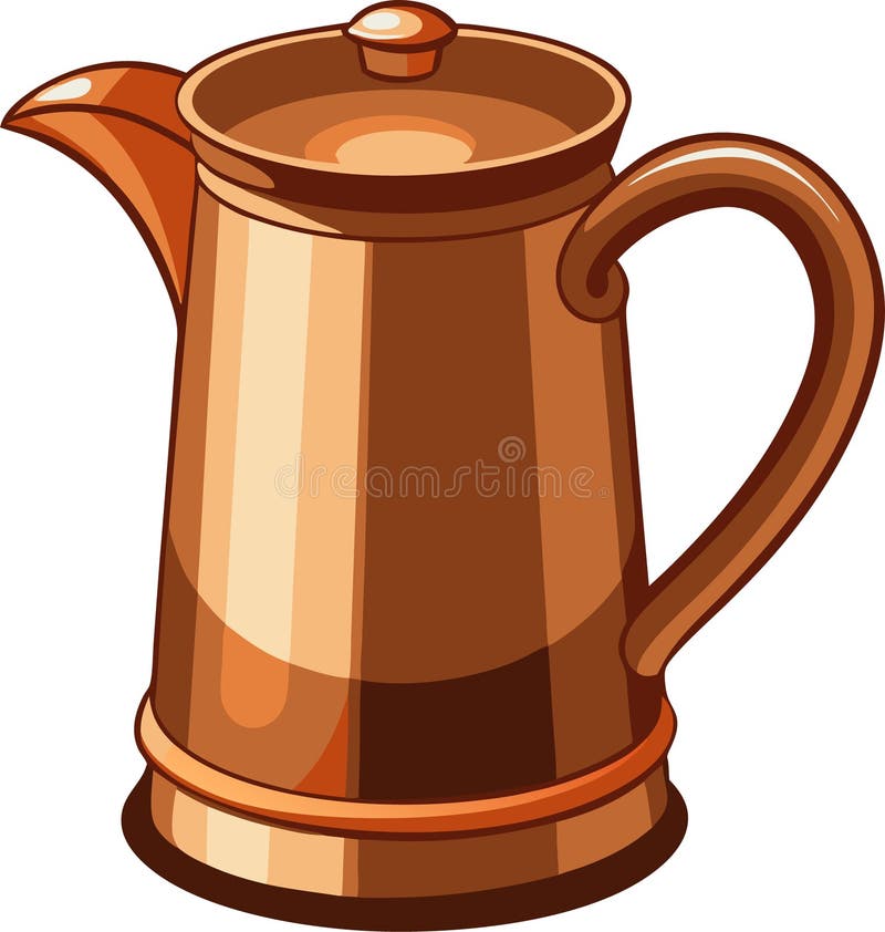 Old fashioned copper old handle jug vector art illustration stock illustration