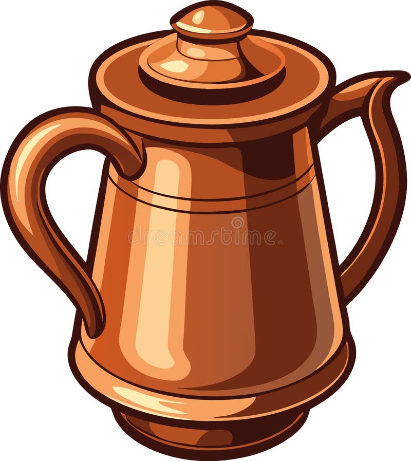 Old fashioned copper old handle jug vector art illustration royalty free illustration