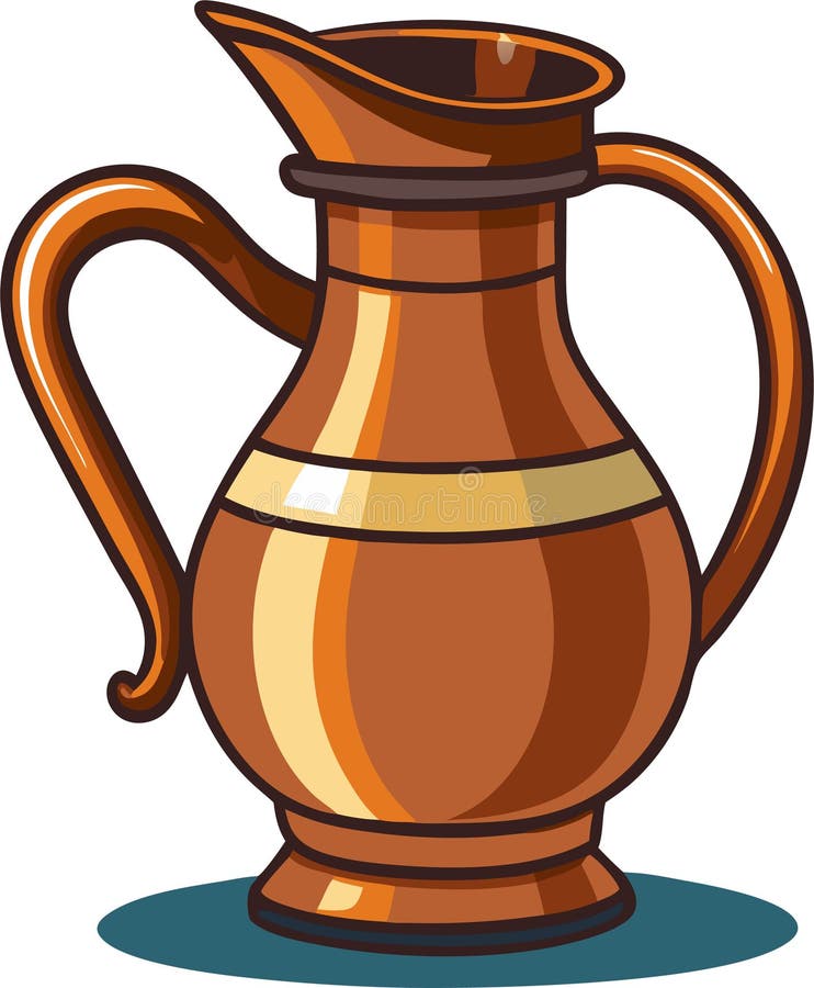 Old fashioned copper old handle jug vector art illustration stock illustration