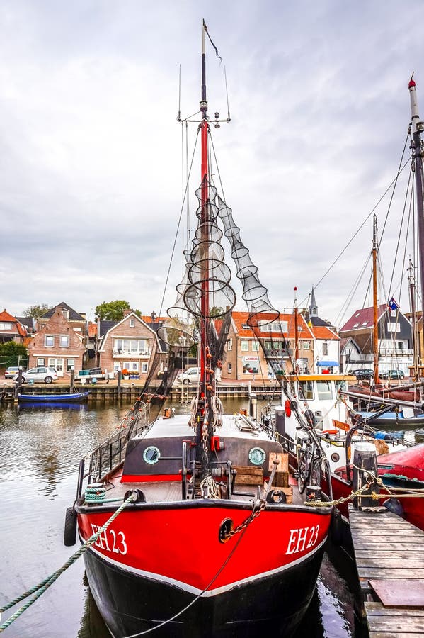 Old fashioned fishing boat in the harbor of Urk in the Netherlands royalty free stock image Old fashioned fishing boat in the harbor of Urk in the Netherlands royalty free stock image