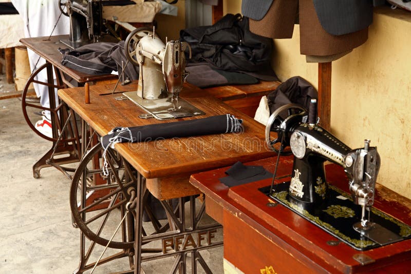 Old Fashioned Foot Powered Sewing Machines Stock Image Image of