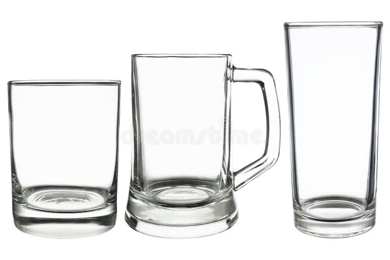 Old Fashioned Glass,beer Glass and Highball Glass Isolated on White Stock Photo Image of