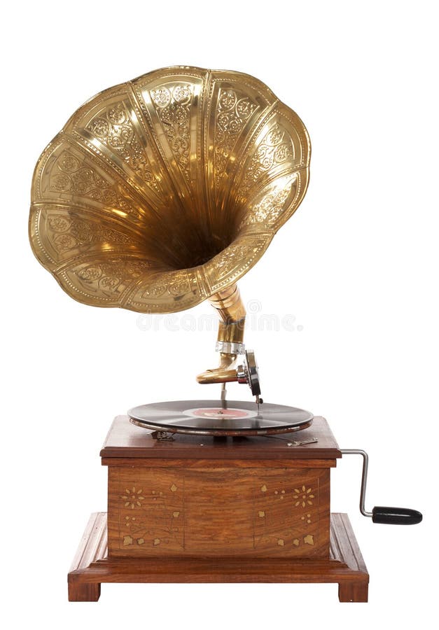 Vintage antique gramophone with phonograph record Stock Photo by